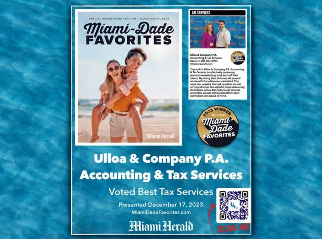 Ulloa & Company P.A., voted Best Tax Services - Miami-Dade Favorites 2023, Miami Herald